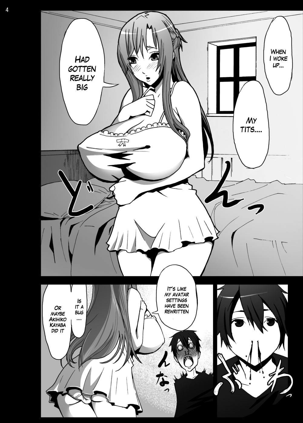 Hardcore Sex Asuna o Bakunyuu ni Shite Mita | I Gave Asuna Giant Tits - Sword art online Asslick - Page 4